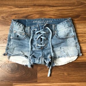 American Eagle Outfitters Lace Up Denim Shorts